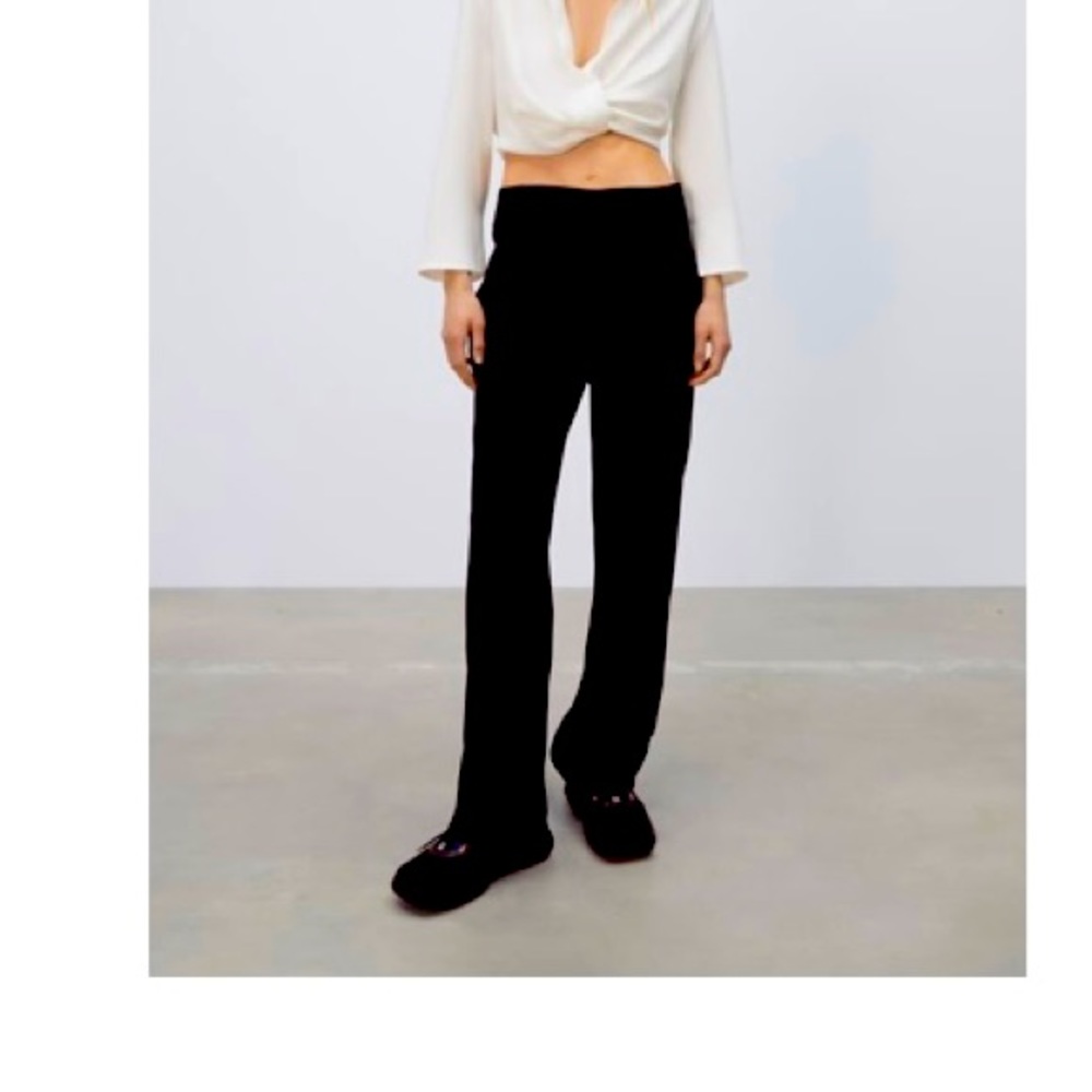ZARA Black Full length Francoise Pants. High waist straight leg. Size Small